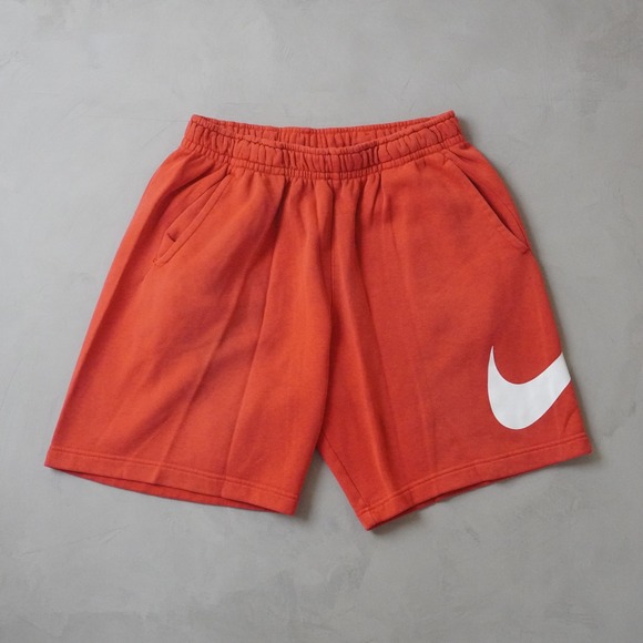 Nike Other - Nike Fleece Sweat Shorts Medium Mens Orange Big Swoosh Graphic Drawstring
